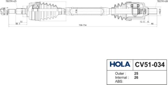 Hola CV51-034 - Drive Shaft car-mod.net