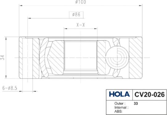 Hola CV20-026 - CV Joint Kit, drive shaft car-mod.net