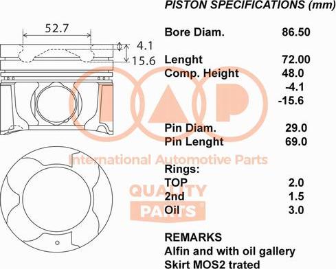 IAP QUALITY PARTS 100-17203 - Piston car-mod.net
