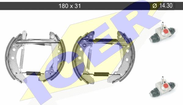 Icer 79KT0001 C - Drum Brake Shoe Set car-mod.net
