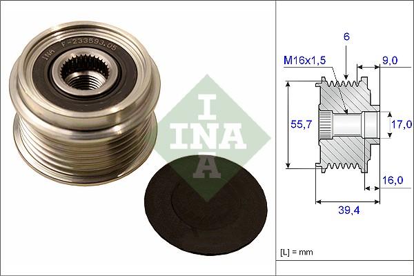 INA 535 0060 10 - Pulley, alternator, freewheel clutch car-mod.net
