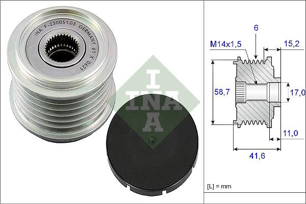 INA 535 0031 10 - Pulley, alternator, freewheel clutch car-mod.net