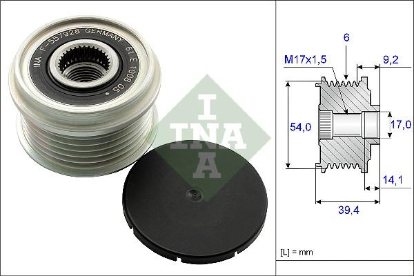 INA 535 0151 10 - Pulley, alternator, freewheel clutch car-mod.net