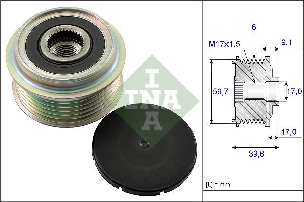 INA 535 0133 10 - Pulley, alternator, freewheel clutch car-mod.net