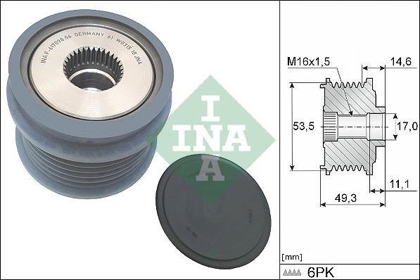 INA 535 0364 10 - Pulley, alternator, freewheel clutch car-mod.net