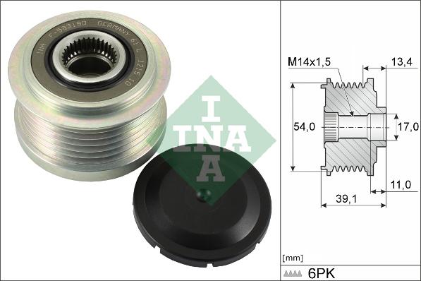 INA 535 0311 10 - Pulley, alternator, freewheel clutch car-mod.net