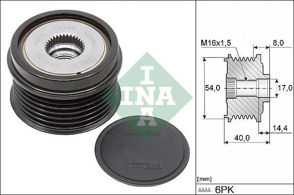 INA 535 0334 10 - Pulley, alternator, freewheel clutch car-mod.net