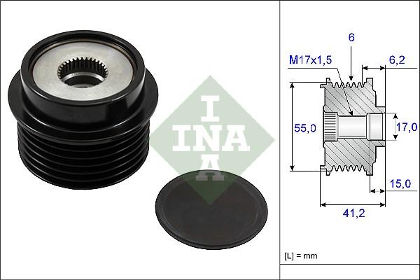INA 535 0231 10 - Pulley, alternator, freewheel clutch car-mod.net
