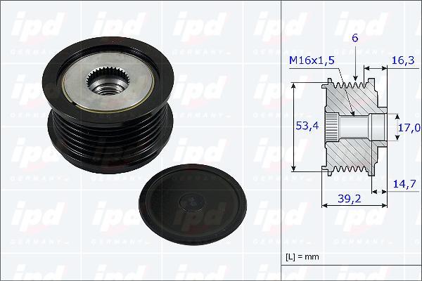 IPD 15-3814 - Pulley, alternator, freewheel clutch car-mod.net