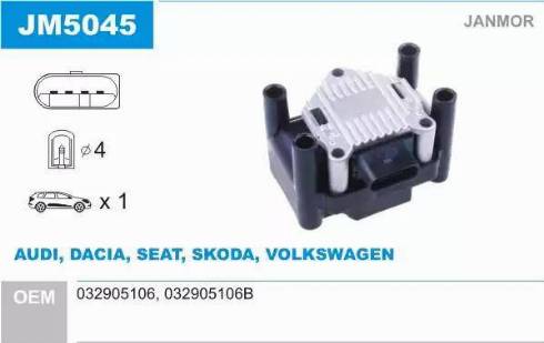 Janmor JM5045 - Ignition Coil car-mod.net