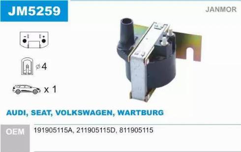 Janmor JM5259 - Ignition Coil car-mod.net