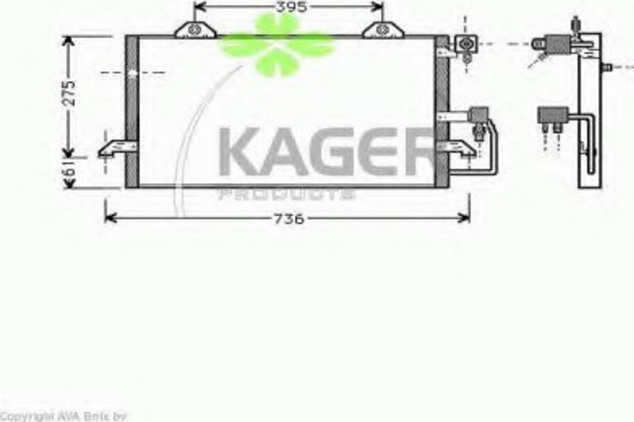 Kager 94-5005 - Condenser, air conditioning car-mod.net