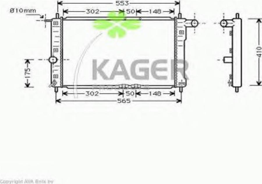 Kager 31-2556 - Radiator, engine cooling car-mod.net