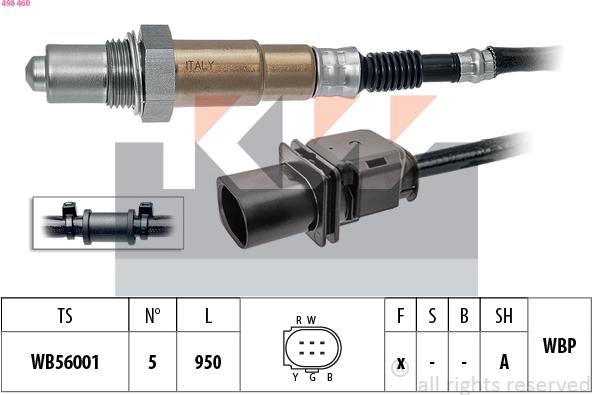 KW 498 460 - Oxygen, Lambda Sensor car-mod.net