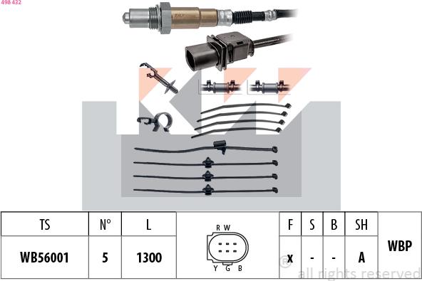KW 498 432 - Oxygen, Lambda Sensor car-mod.net