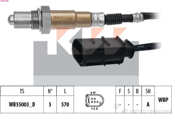 KW 498 545 - Oxygen, Lambda Sensor car-mod.net