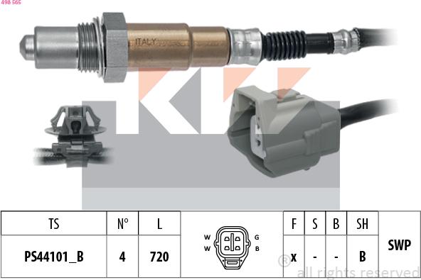 KW 498 565 - Oxygen, Lambda Sensor car-mod.net