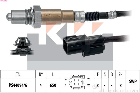 KW 498 517 - Oxygen, Lambda Sensor car-mod.net