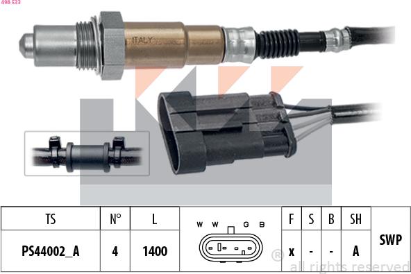 KW 498 533 - Oxygen, Lambda Sensor car-mod.net