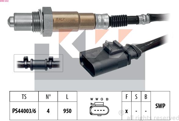 KW 498 532 - Oxygen, Lambda Sensor car-mod.net