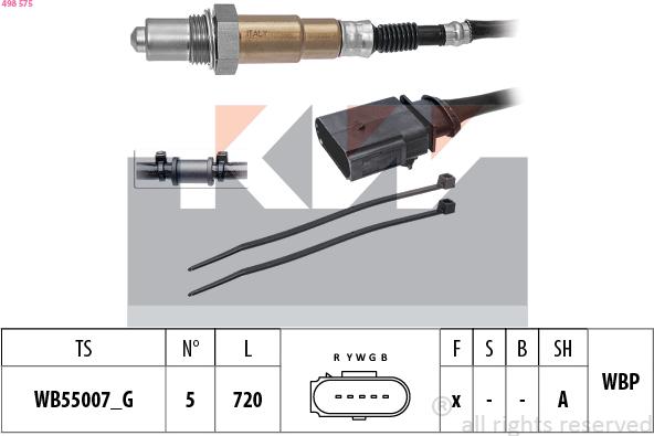 KW 498 575 - Oxygen, Lambda Sensor car-mod.net