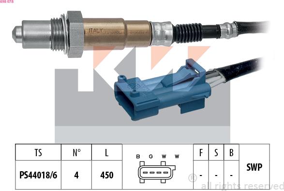 KW 498 078 - Oxygen, Lambda Sensor car-mod.net