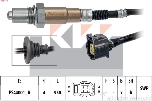 KW 498 110 - Oxygen, Lambda Sensor car-mod.net
