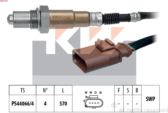 KW 498 351 - Oxygen, Lambda Sensor car-mod.net