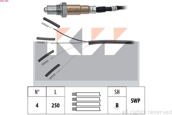KW 498 240 - Oxygen, Lambda Sensor car-mod.net