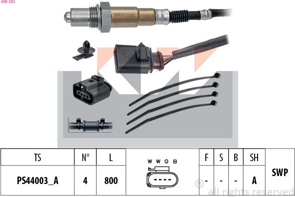 KW 498 243 - Oxygen, Lambda Sensor car-mod.net