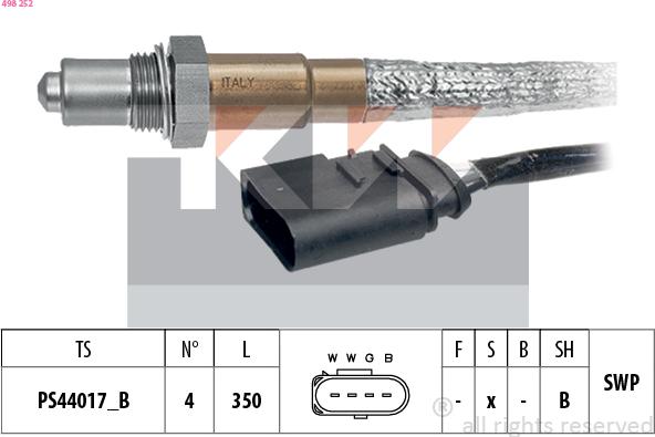KW 498 252 - Oxygen, Lambda Sensor car-mod.net