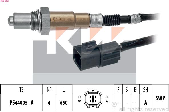 KW 498 262 - Oxygen, Lambda Sensor car-mod.net