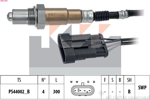 KW 498 203 - Oxygen, Lambda Sensor car-mod.net