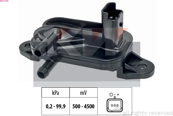 KW 493 316 - Exhaust pressure Sensor car-mod.net