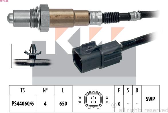 KW 497 542 - Oxygen, Lambda Sensor car-mod.net
