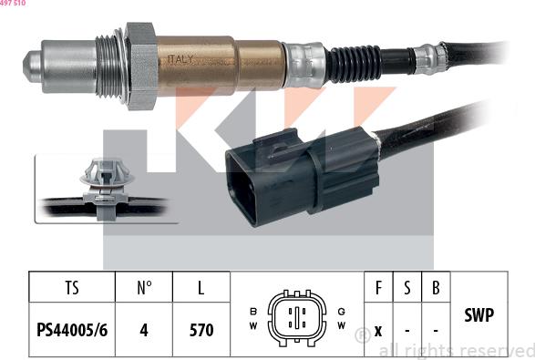 KW 497 510 - Oxygen, Lambda Sensor car-mod.net