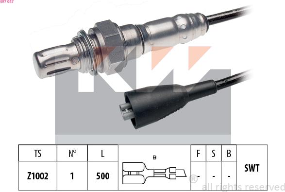 KW 497 047 - Oxygen, Lambda Sensor car-mod.net