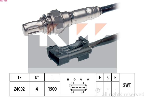KW 497 024 - Oxygen, Lambda Sensor car-mod.net