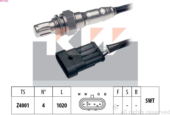 KW 497 022 - Oxygen, Lambda Sensor car-mod.net