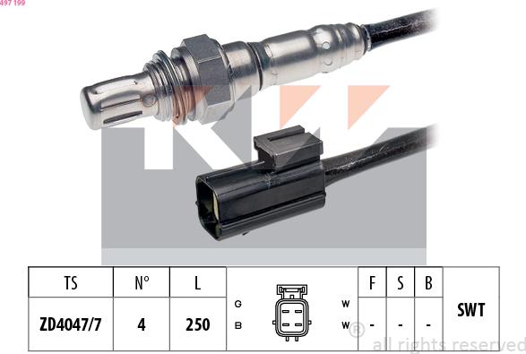 KW 497 199 - Oxygen, Lambda Sensor car-mod.net