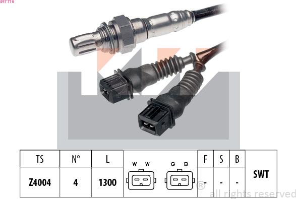 KW 497 716 - Oxygen, Lambda Sensor car-mod.net