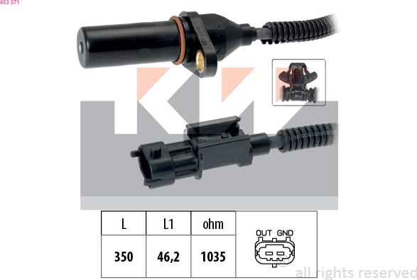 KW 453 571 - Crankshaft position sensor, RPM car-mod.net