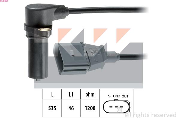 KW 453 391 - Crankshaft position sensor, RPM car-mod.net