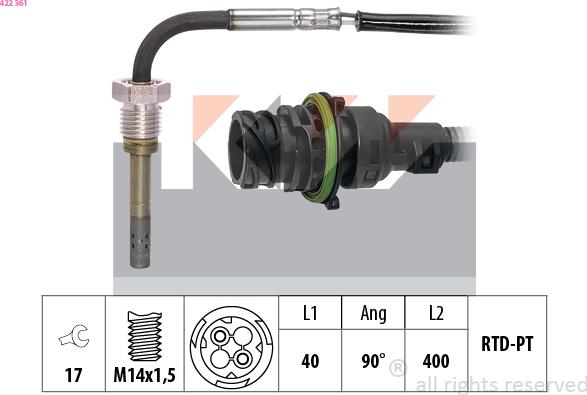 KW 422 361 - Sensor of exhaust gas Temperature car-mod.net