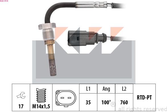 KW 422 314 - Sensor of exhaust gas Temperature car-mod.net