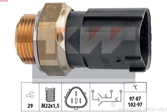 KW 550 690 - Temperature Switch, radiator / air conditioner fan car-mod.net