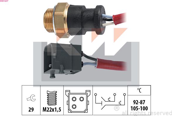KW 550 627 - Temperature Switch, radiator / air conditioner fan car-mod.net