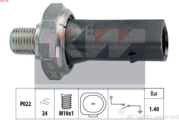 KW 500 135 - Sender Unit, oil pressure car-mod.net