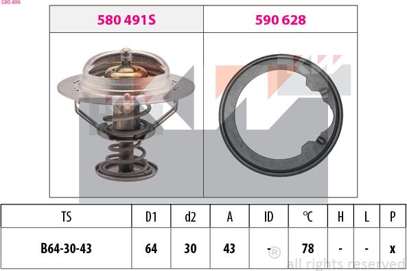 KW 580 496 - Coolant thermostat / housing car-mod.net