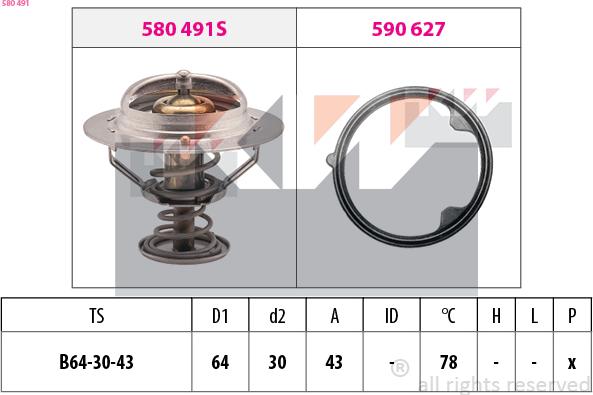 KW 580 491 - Coolant thermostat / housing car-mod.net